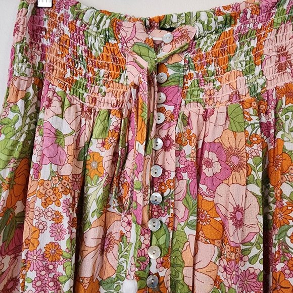 Revolve House of Harlow 1960 Button Front Maxi Floral Skirt S Tassel Hi-Low,Boho - Picture 5 of 16